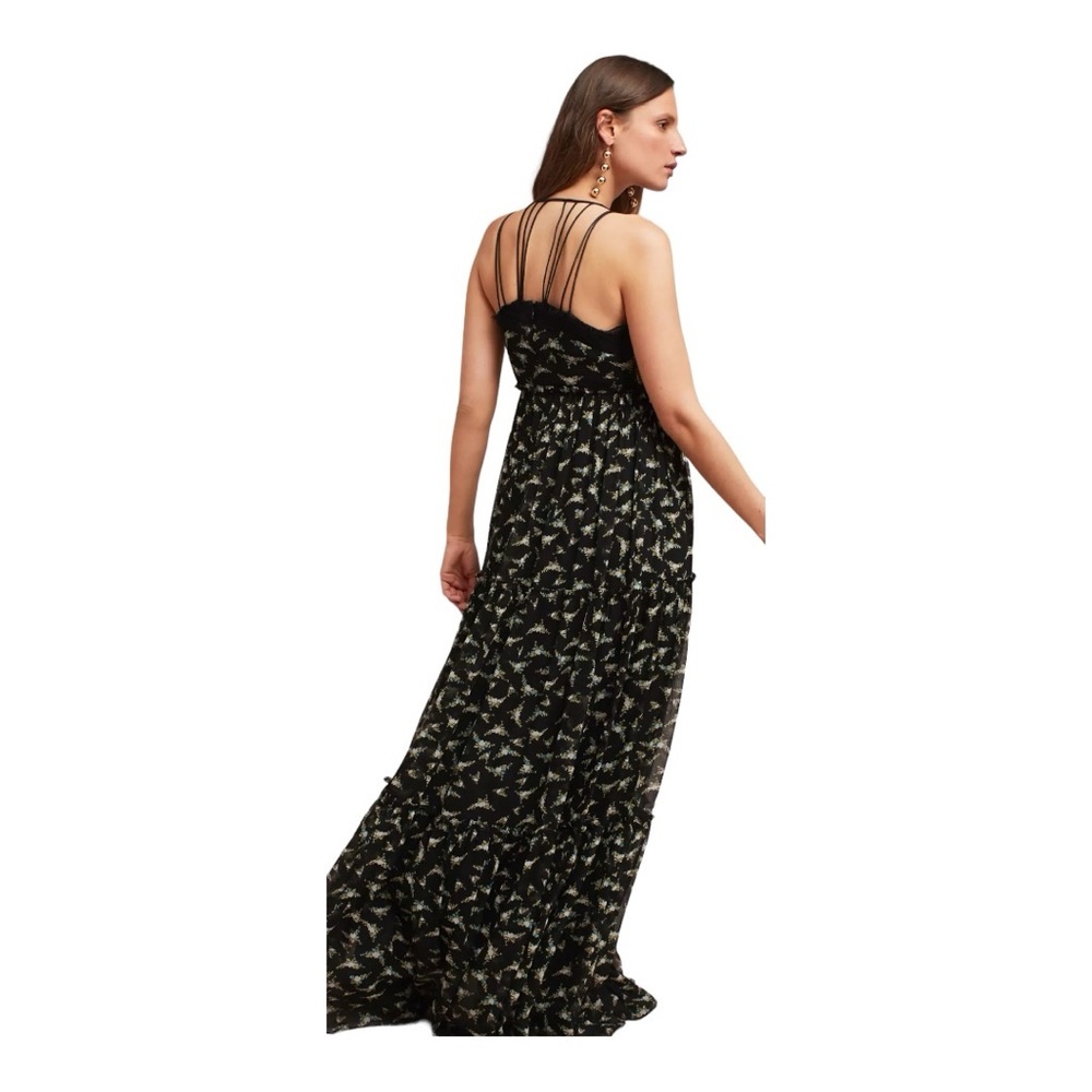 Anthropologie Rana Gill Maxi Dress NWOT Size 0 black floral print - Picture 3 of 5